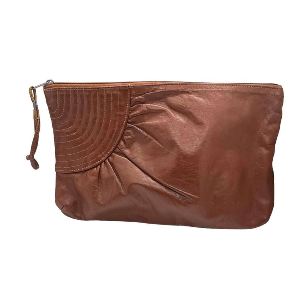 70s Clutch Handbag Wristlet Brown Retro Chic Secretary Librarian Disco Queen
